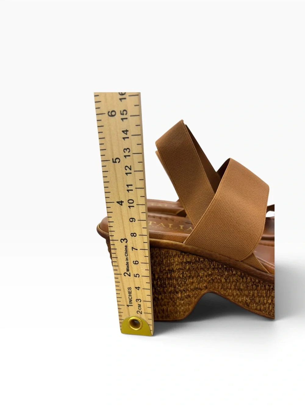 Italian Shoemakers Brown Elastic Strap Wedge Sandals